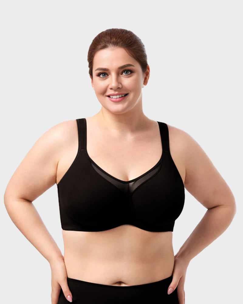 Plus Size Kühlender Minimizer-BH mit voller Abdeckung - Hautfarben+Schwarz+Rot (3er-Pack)