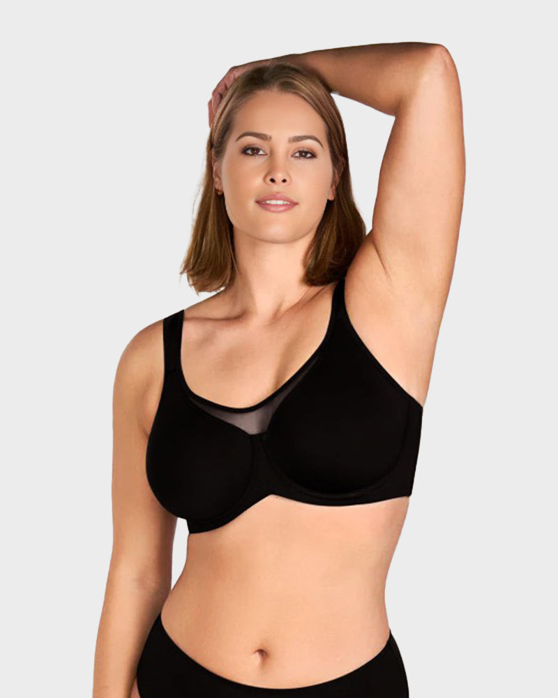 Plus Size Kühlender Minimizer-BH mit voller Abdeckung - Hautfarben+Schwarz+Rot (3er-Pack)
