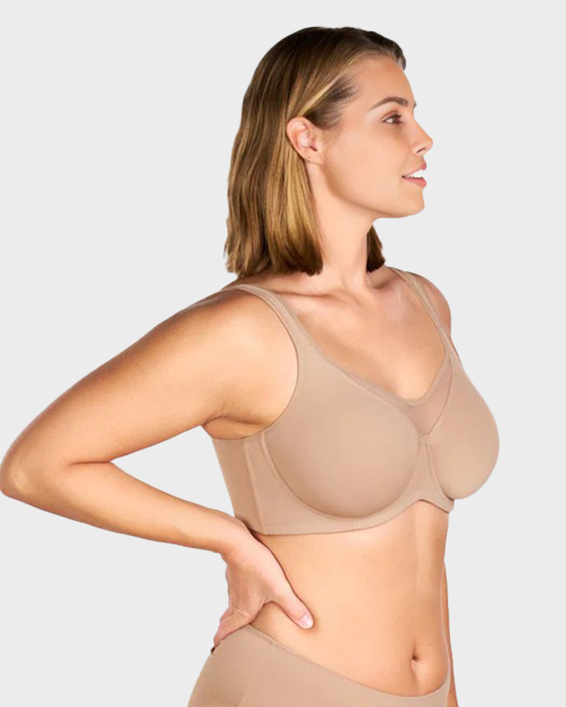 Plus Size Kühlender Minimizer-BH mit voller Abdeckung - Hautfarben+Schwarz+Rot (3er-Pack)