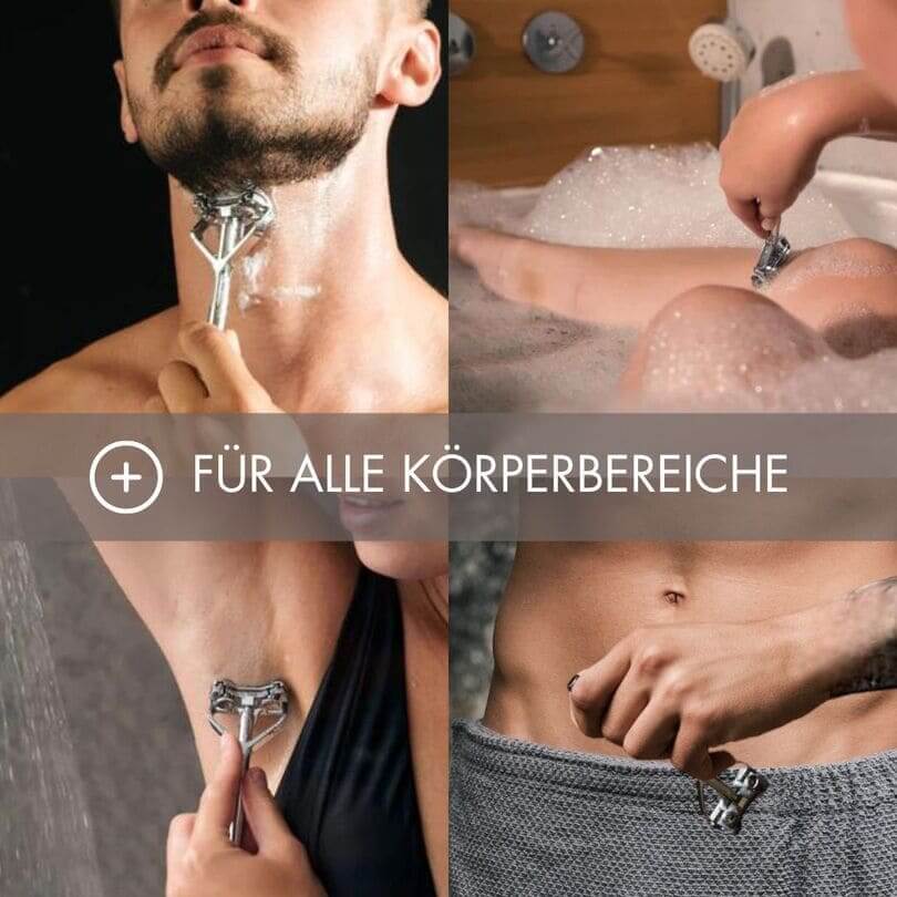 Hochwertiger Metallrasierer gleitet sanft für eine perfekte Rasur