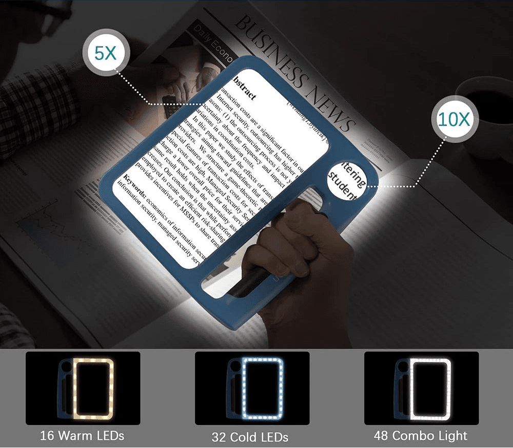 ClearView™ | LED-Leselupe – 5-fach & 10-fach mit USB-Aufladung