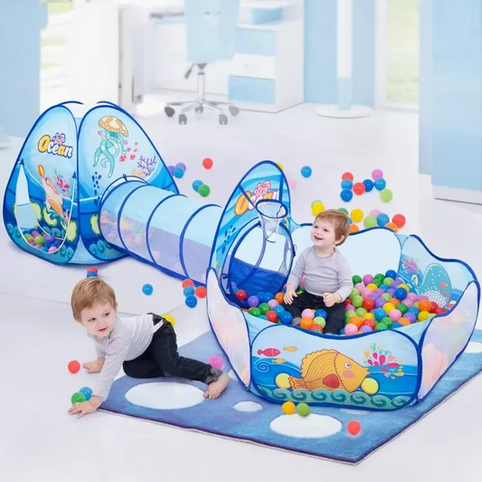50% RABATT | KidZone™ |  3-in-1 Spielzelt mit Tunnel & Bällebad für aktive Kinder