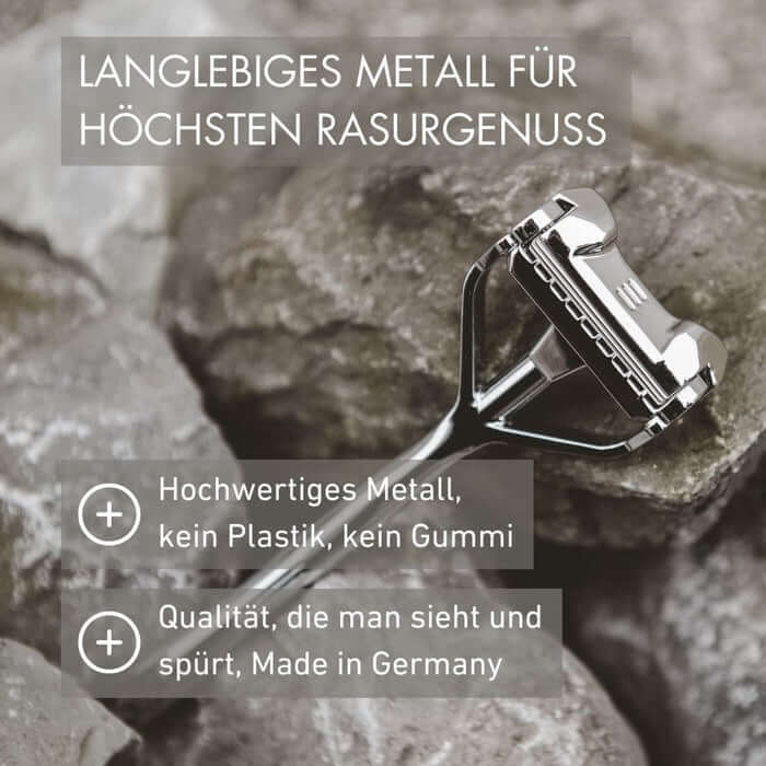 Hochwertiger Metallrasierer gleitet sanft für eine perfekte Rasur