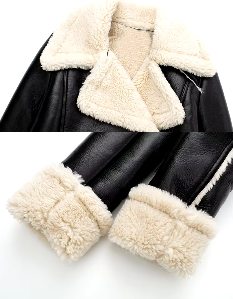 Yalda™ | Premium Lederjacke mit Fellrand