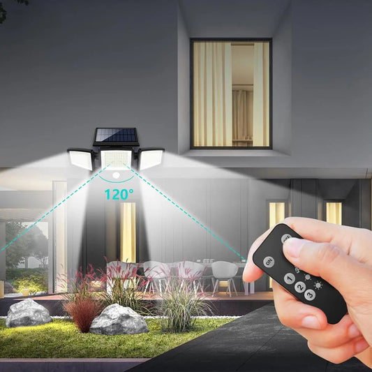 Solar-Außenleuchte mit 3 verstellbaren LED-Panels & Bewegungssensor