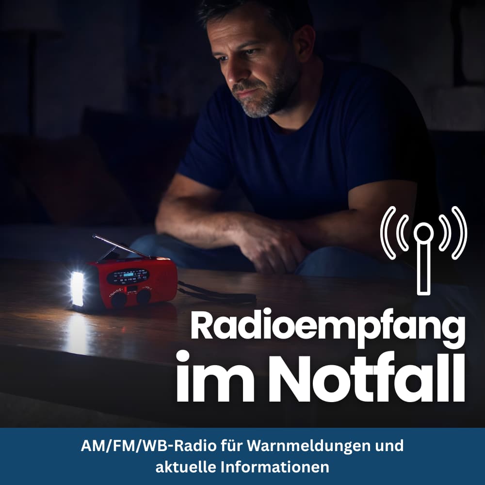 VoltGuard Notfallradio mit Kurbel & Solar | Strom, Licht und Sicherheit überall