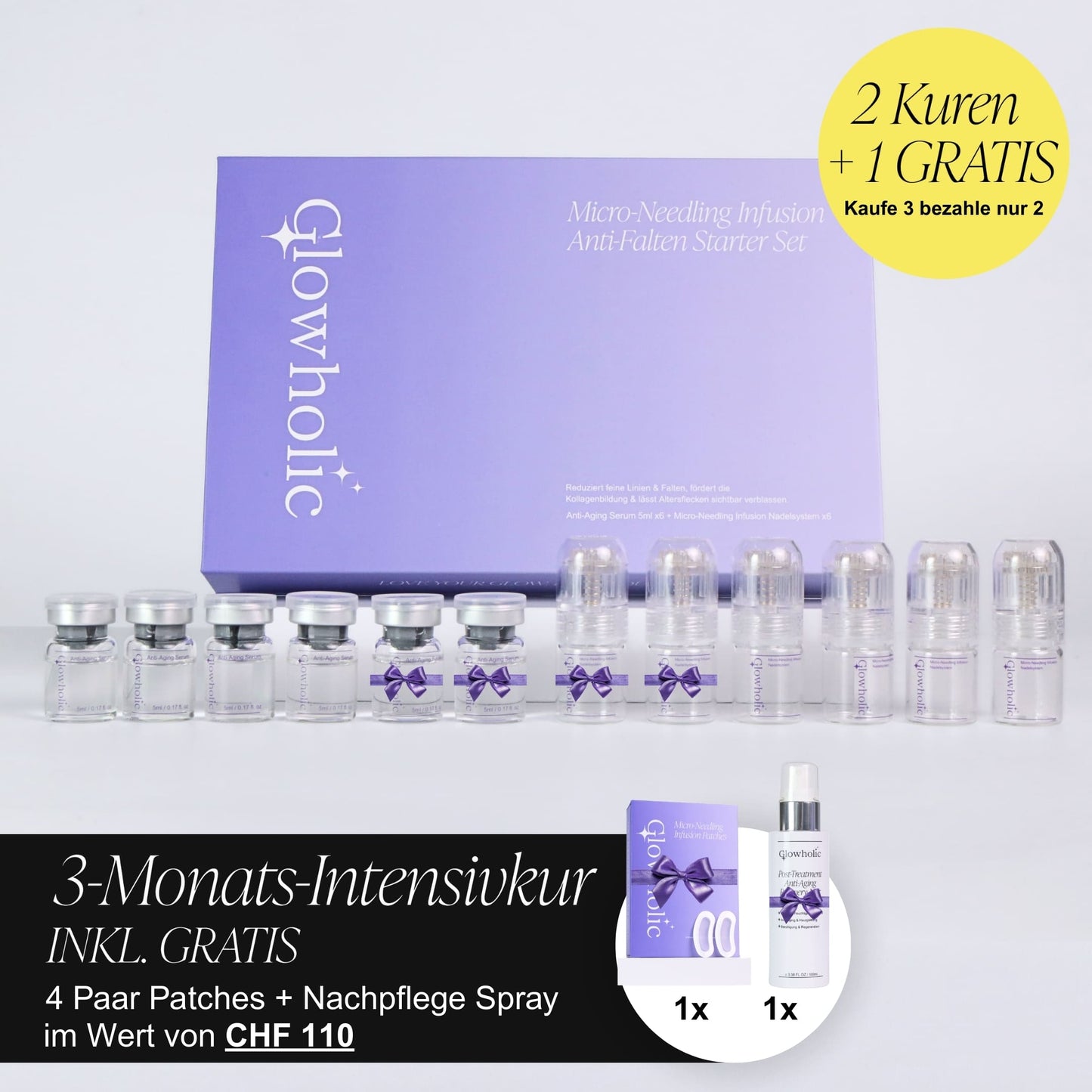 Anti-Falten Starter Set - Glowholic Micro-Needling Infusion für zuhause