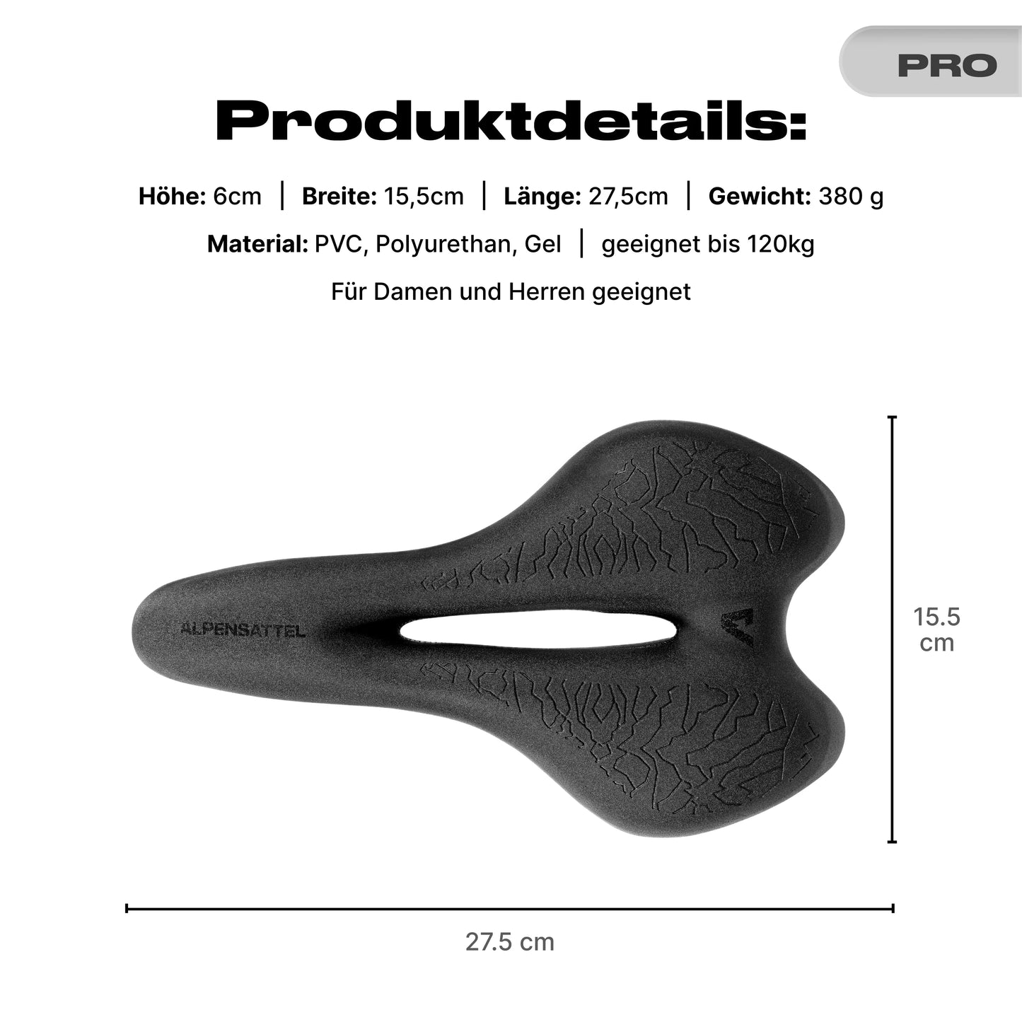 Alpensattel™ 3.0 Sport PRO Unterstützt Gesunde Sitzposition Täglich