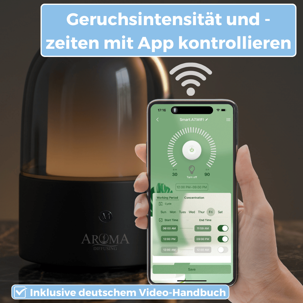 Der Duftzerstäuber sorgt für eine stimmungsvolle Atmosphäre und verbreitet reinen Duft in Ihrem gesamten Zuhause
