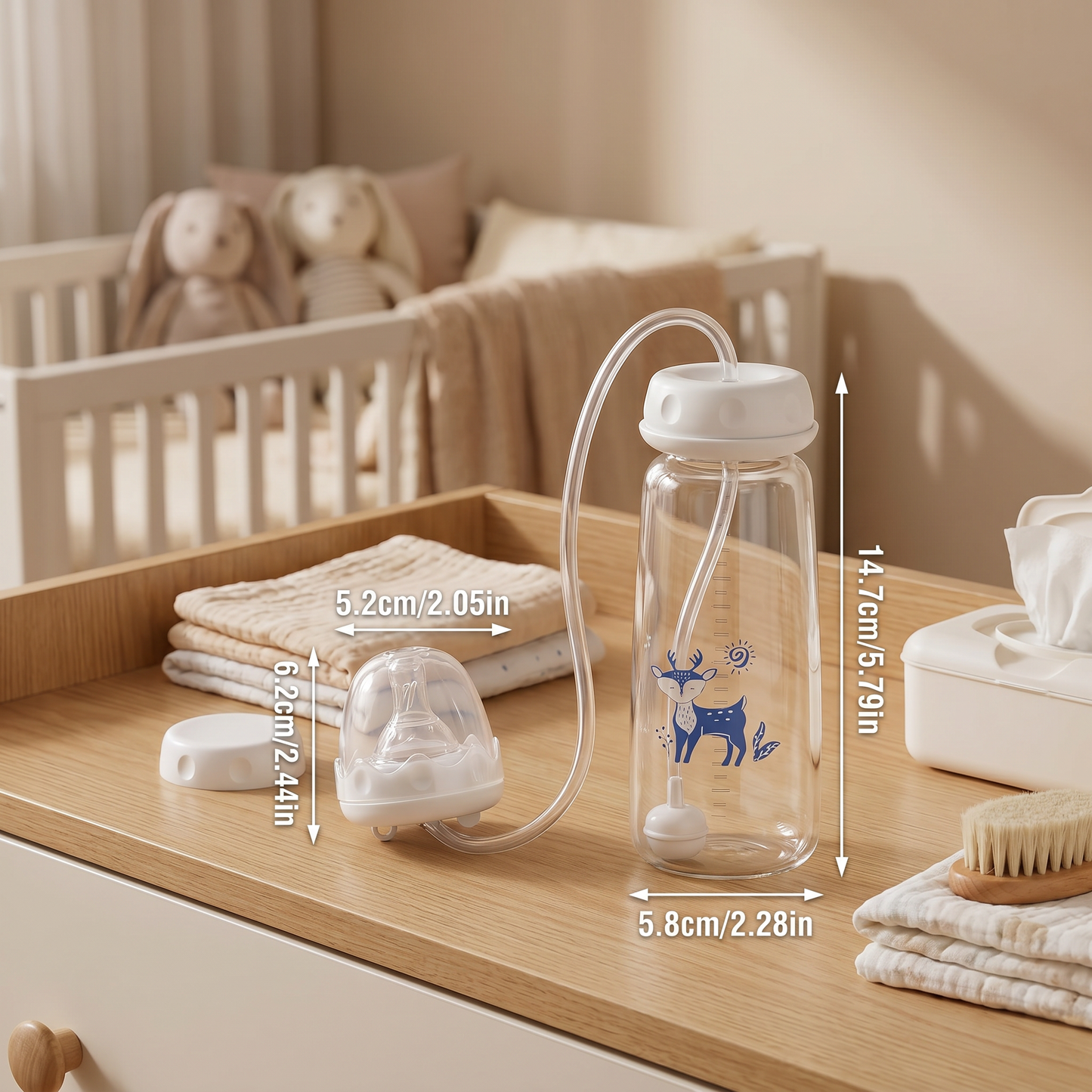BabyFlow™ – Babyflasche mit flexiblem Trinkschlauch & Gewichtsstrohhalm