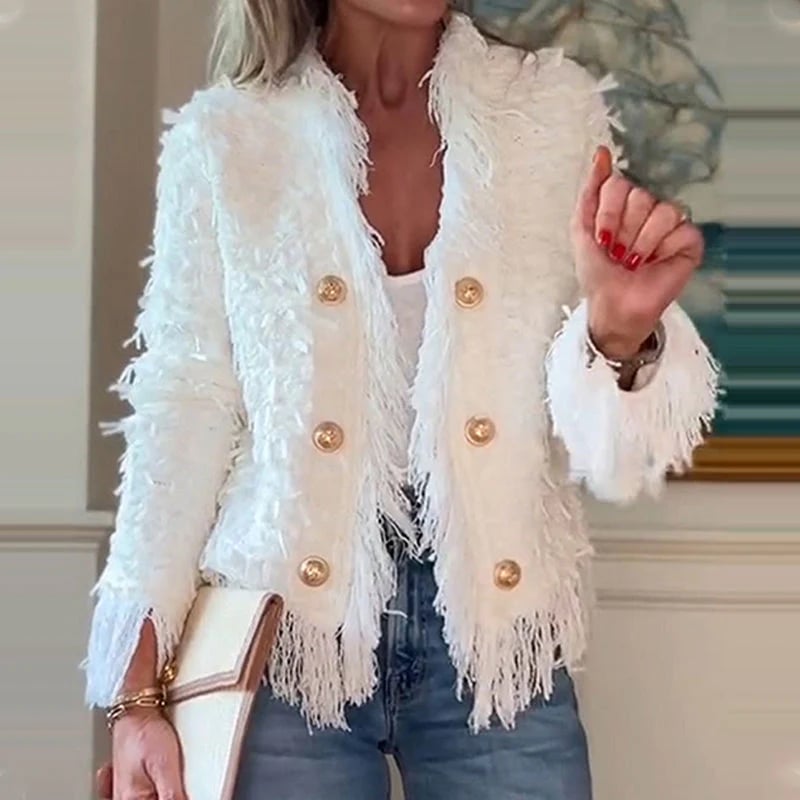 Damen Kurzjacke mit Knöpfen & Quasten | Stilvoll elegant & vielseitig