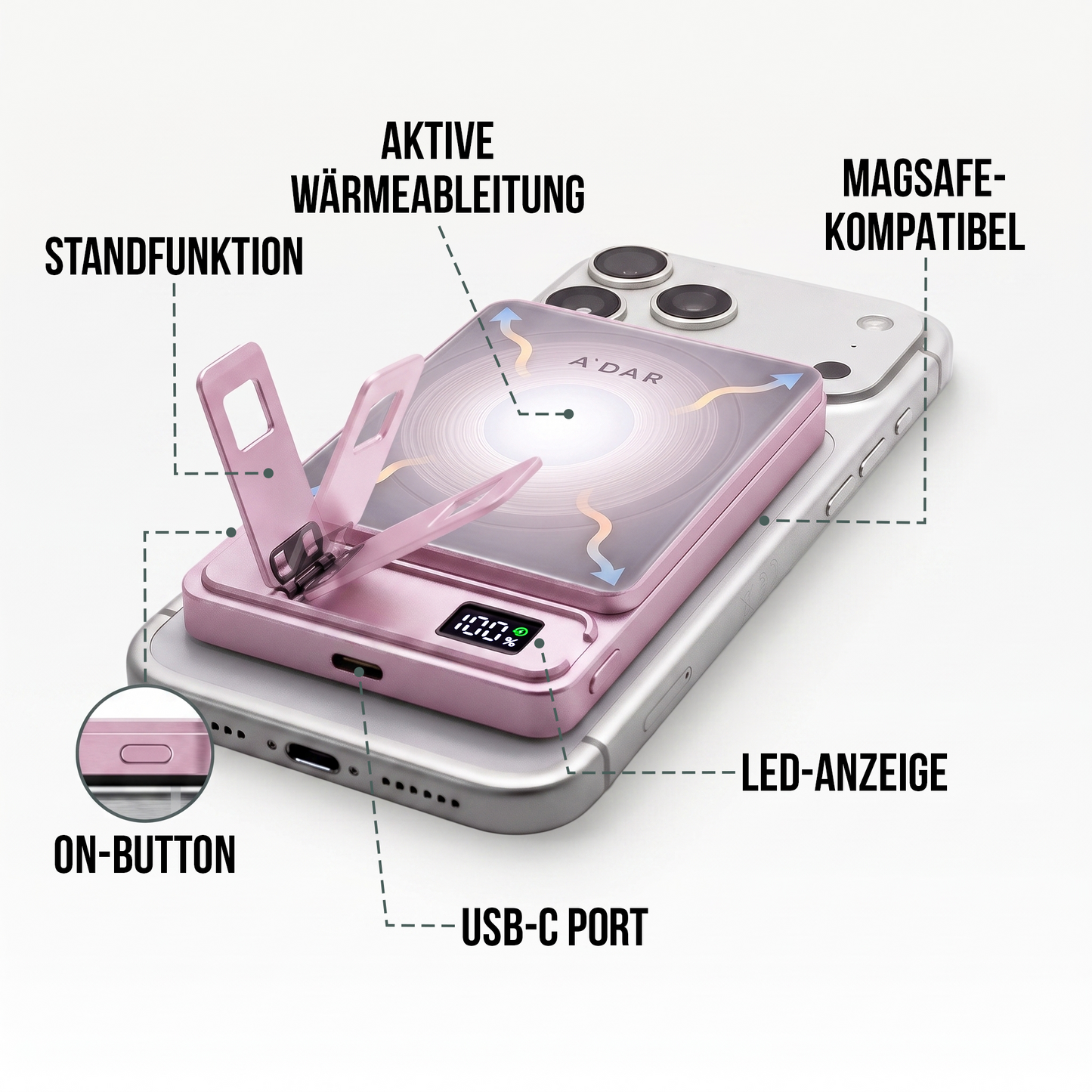 VoltGuard™ Intelligente magnetische Powerbank mit 20-W-Ladeleistung