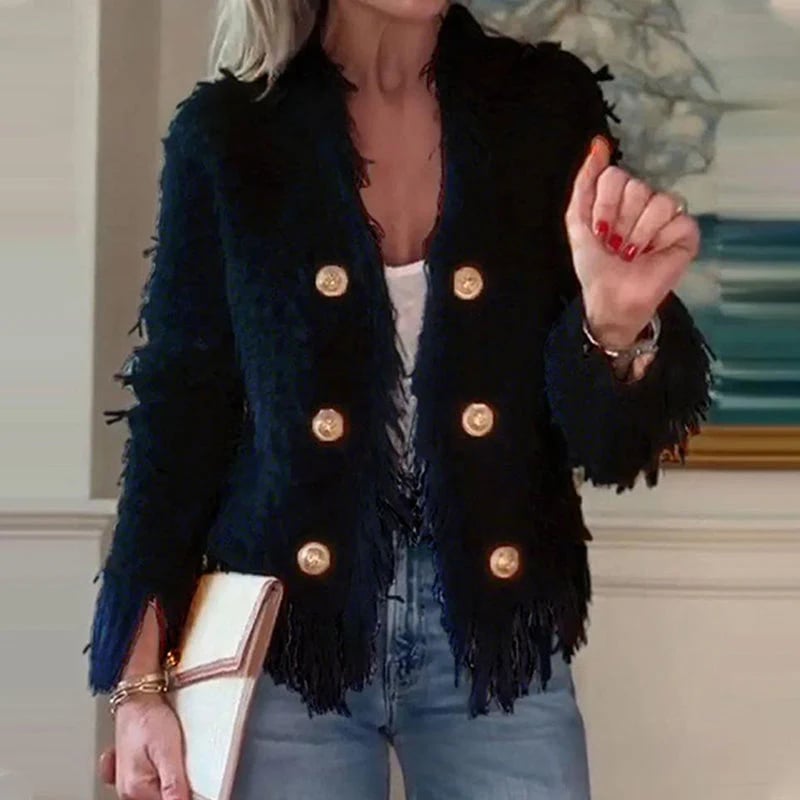 Damen Kurzjacke mit Knöpfen & Quasten | Stilvoll elegant & vielseitig