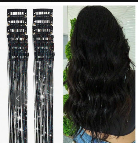 Glitzer-Haarextensions mit Clips | Farbige Highlights für sofortigen Wow-Effekt