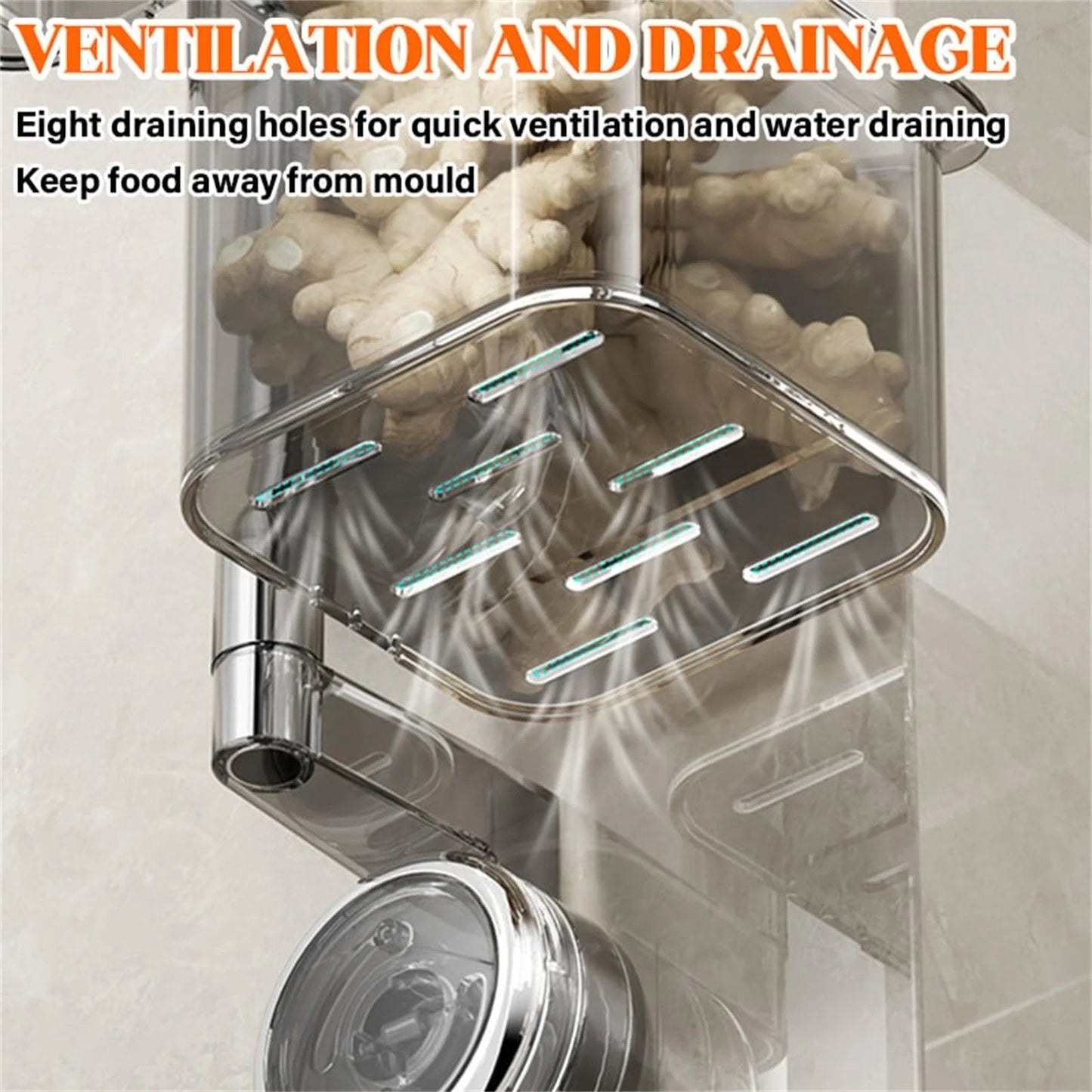 Drehbares Küchen-Organizer-Regal mit Saugnapf | Ordnung auf mehreren Ebenen