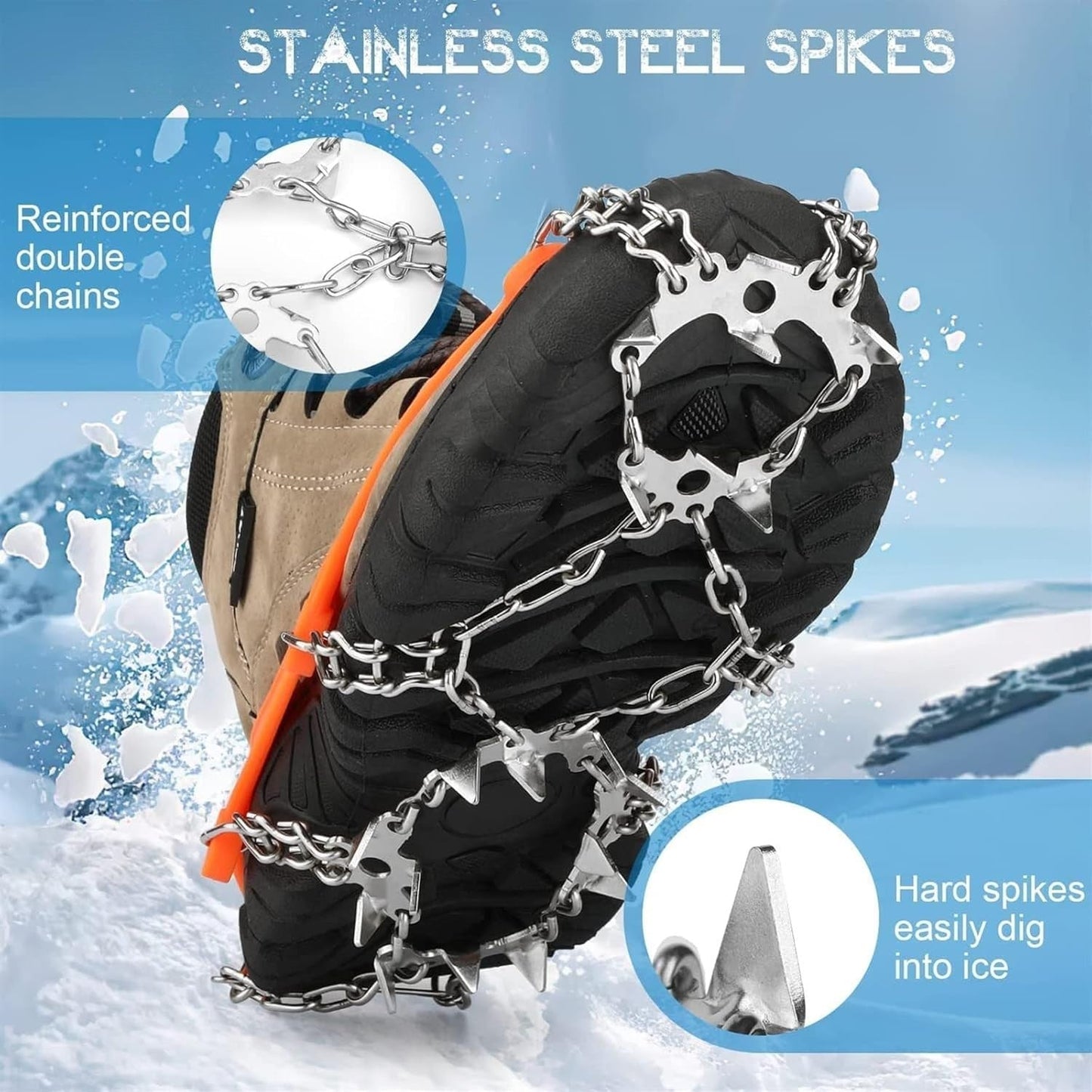 50% RABATT| StepClaw™ | Steigeisen – Schuhspikes mit 19 Edelstahlspikes für sicheren Halt auf Eis & Schnee | Rutschschutz mit robustem TPE-Rahmen