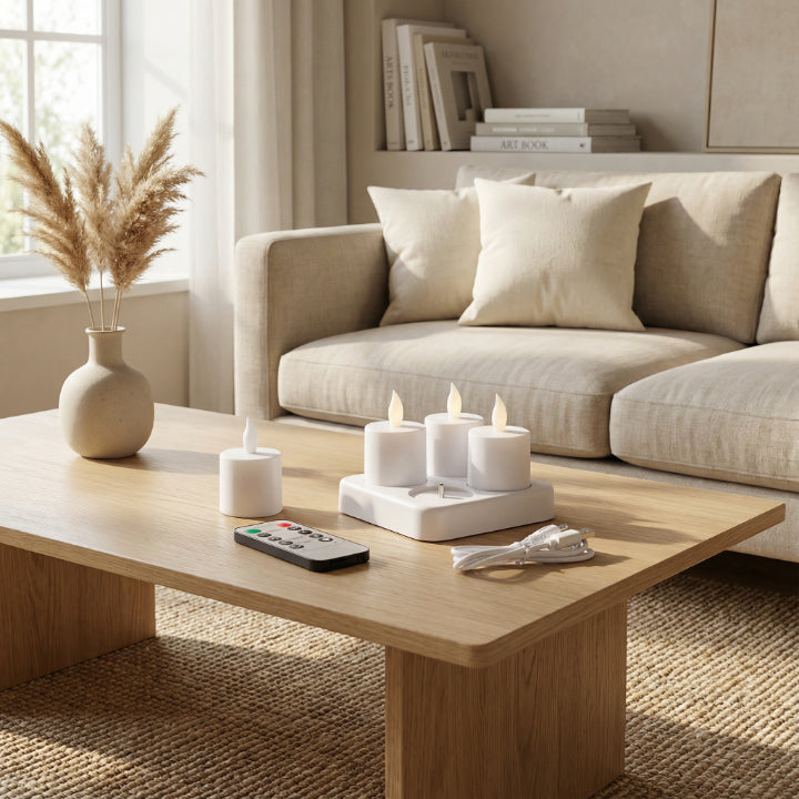 Wiederaufladbare LED-Teelichter | Warmes Licht ohne Flamme