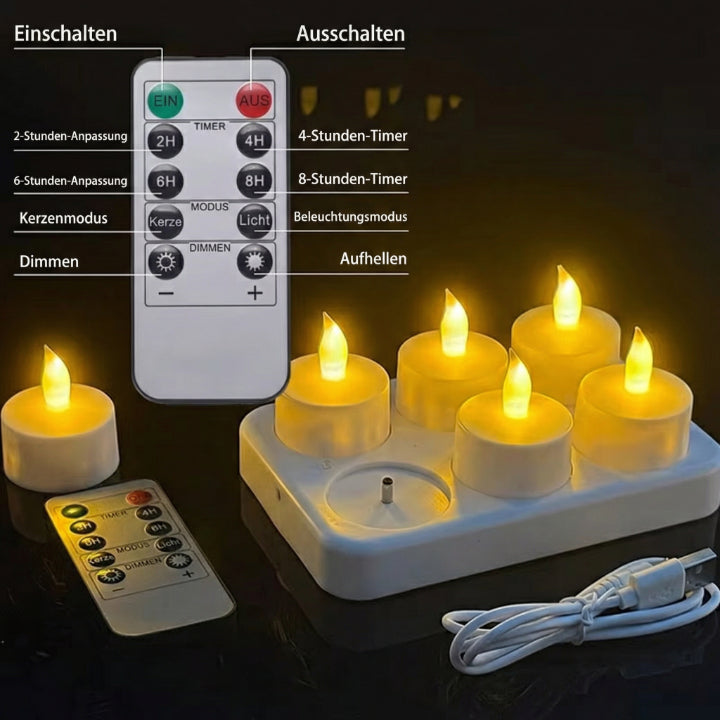 Wiederaufladbare LED-Teelichter | Warmes Licht ohne Flamme