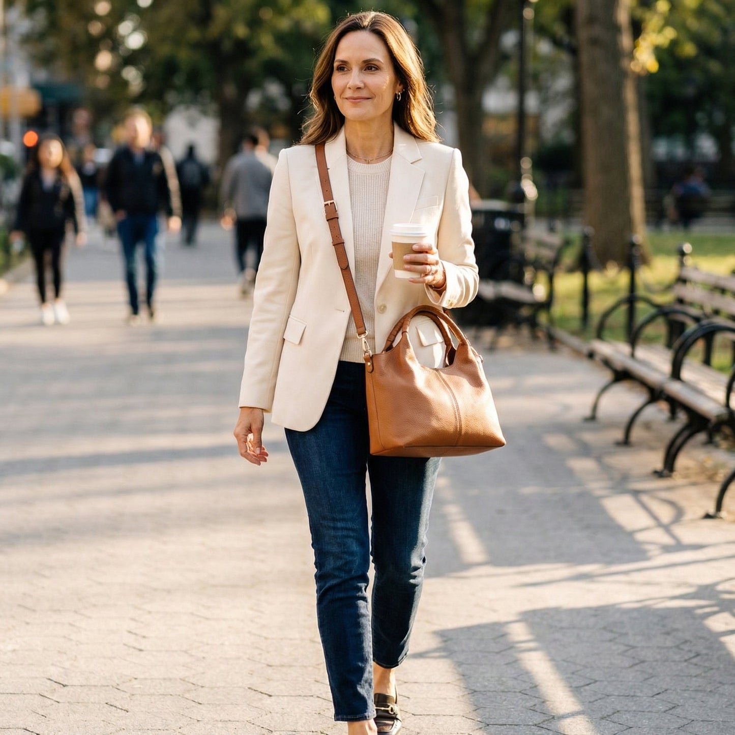 AmberCurve™ | Weiche Leder-Hobo-Tasche mit mehreren Fächern