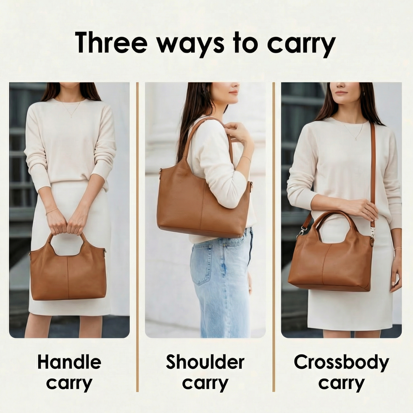 AmberCurve™ | Weiche Leder-Hobo-Tasche mit mehreren Fächern