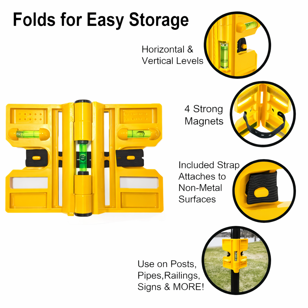 50% RABATT | LevelPro™ | 270° verstellbare Pfosten-Wasserwaage mit Magnet- & Elastikbefestigung
