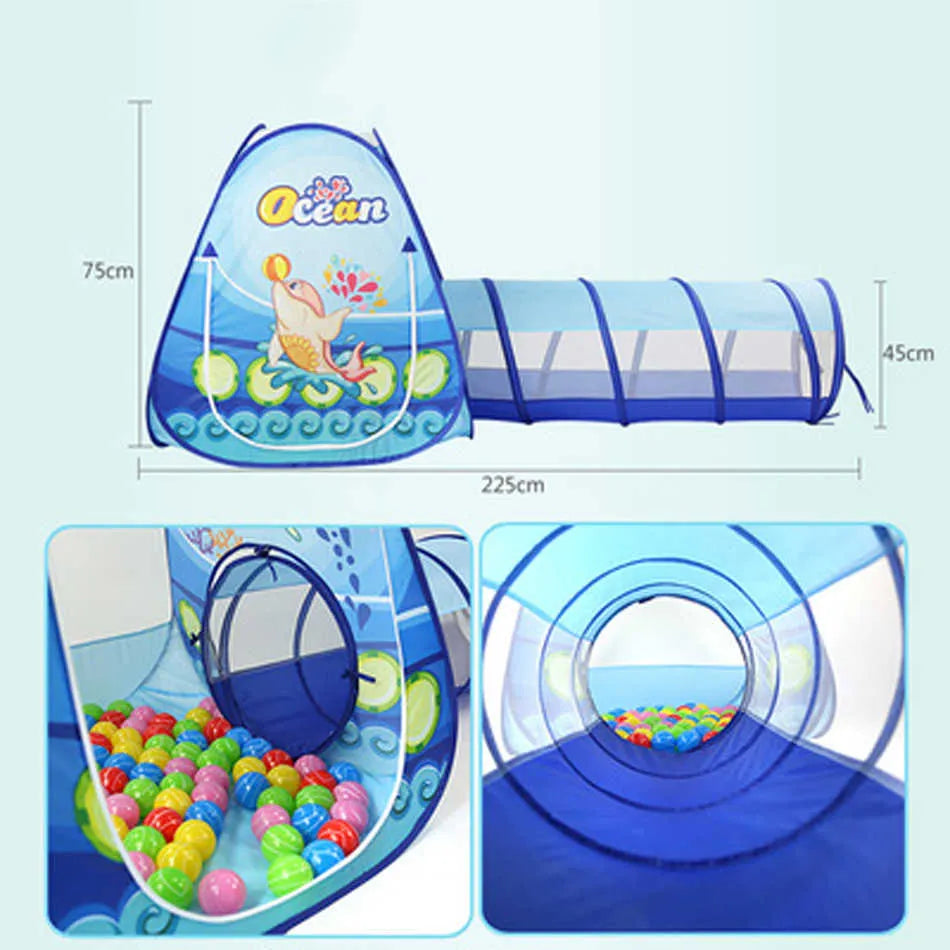 50% RABATT | KidZone™ |  3-in-1 Spielzelt mit Tunnel & Bällebad für aktive Kinder