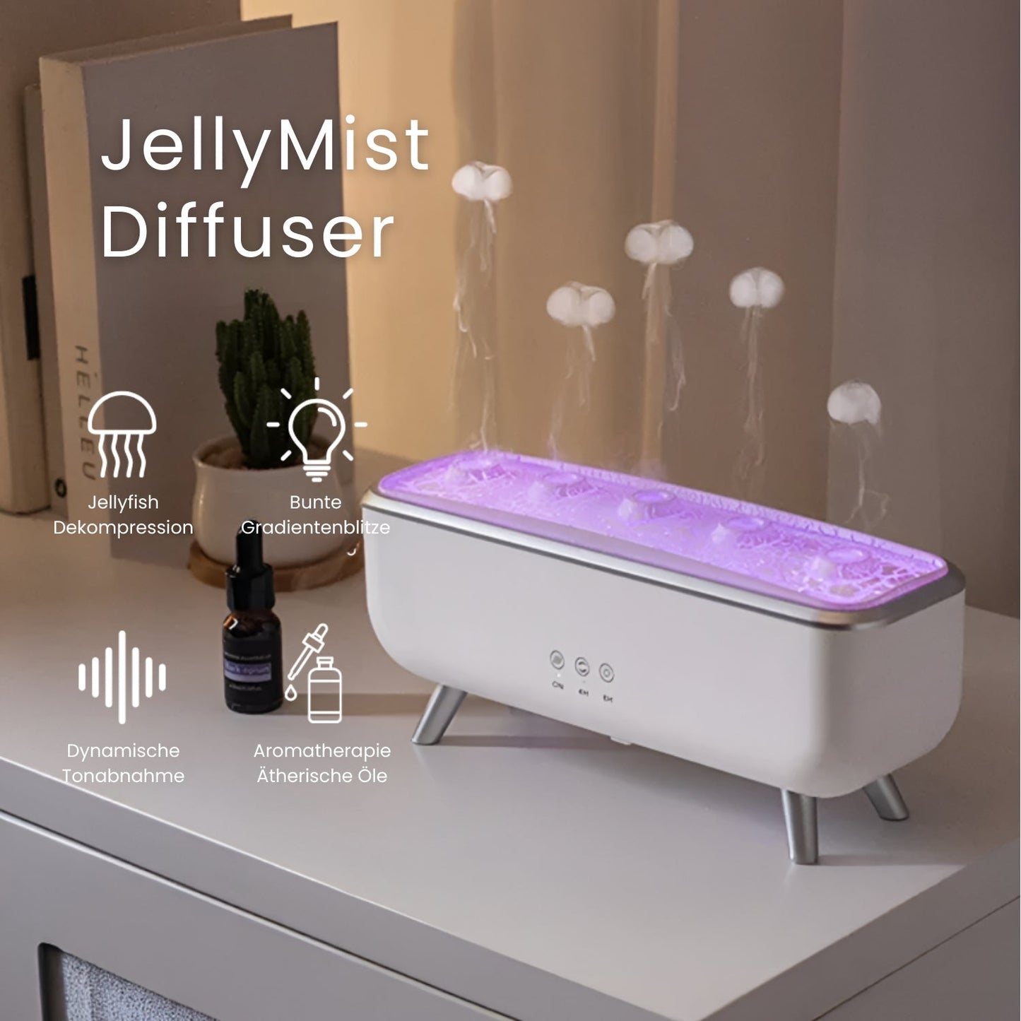 JellyMist™  | Diffuser & Luftbefeuchter | LED Aromadiffuser mit Farbwechsel & Fernbedienung