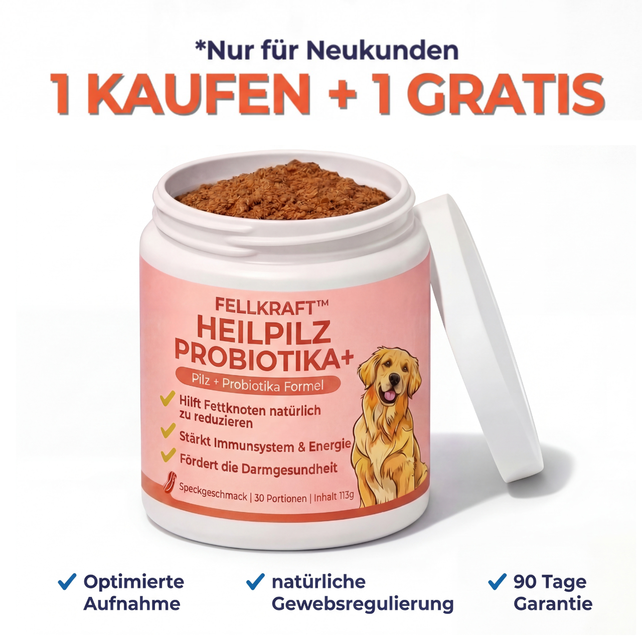 1+1 GRATIS | Fellkraft® Turkey Tail Heilpilz + Probiotika