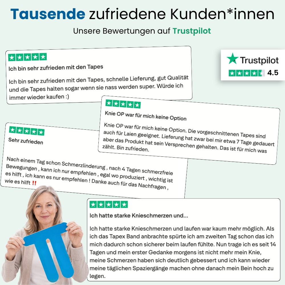 Linderung von Gelenkbeschwerden mit fertig zugeschnittenen TAPEX-Tapes