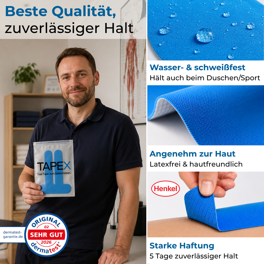 Linderung von Gelenkbeschwerden mit fertig zugeschnittenen TAPEX-Tapes