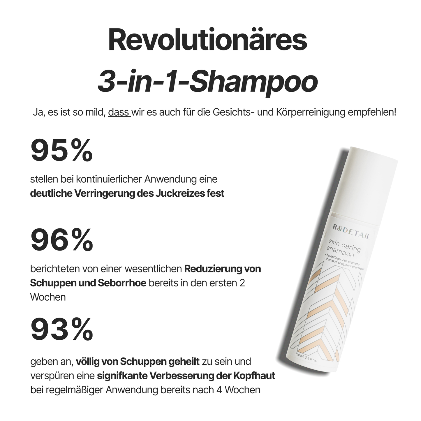 R&DETAIL® Hautpflegendes Anti-Schuppen-Shampoo für empfindliche Kopfhaut, 100 ml
