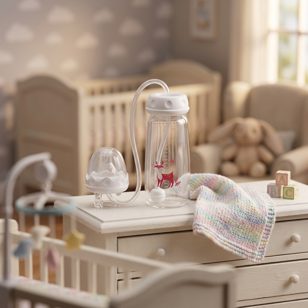 BabyFlow™ – Babyflasche mit flexiblem Trinkschlauch & Gewichtsstrohhalm