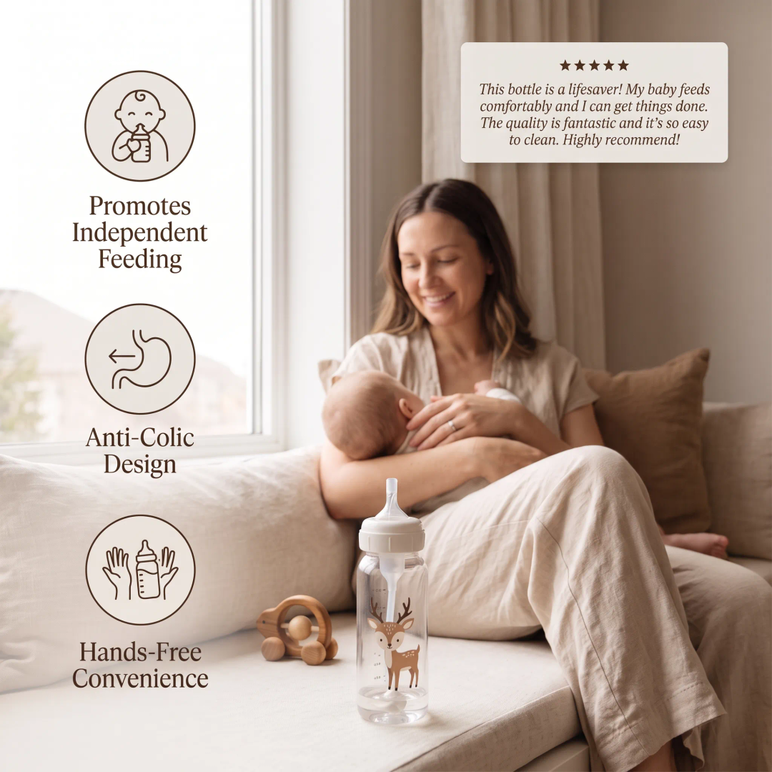 BabyFlow™ – Babyflasche mit flexiblem Trinkschlauch & Gewichtsstrohhalm