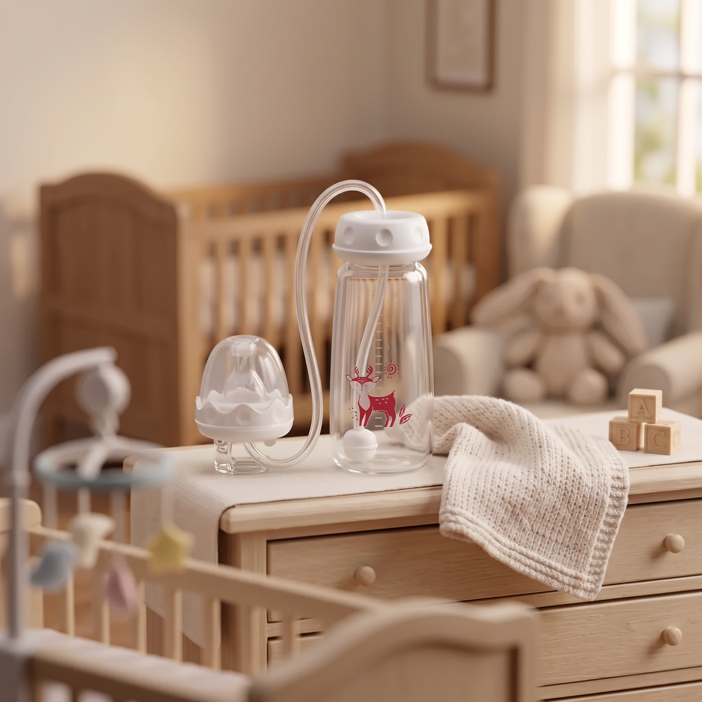 BabyFlow™ – Babyflasche mit flexiblem Trinkschlauch & Gewichtsstrohhalm
