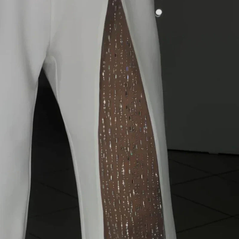 Ein-Schulter Jumpsuit™ | Glänzendes Mesh mit Ausgestelltem Oberteil