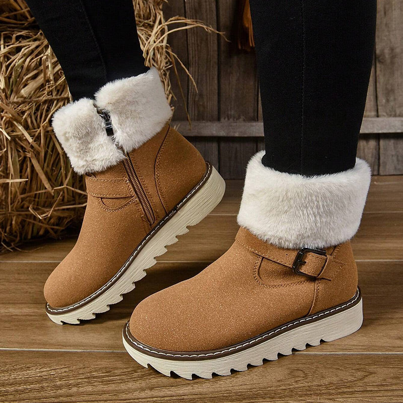 Warme Damen Schneestiefel mit Reißverschluss