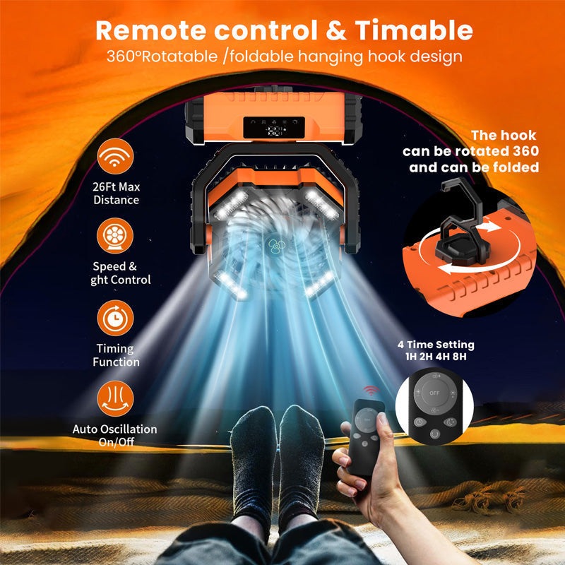TranquilBreeze™ | Tragbarer oszillierender Ventilator mit Fernbedienung