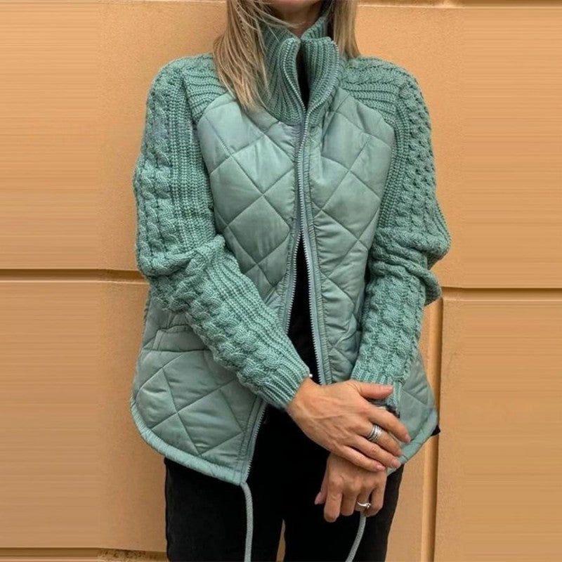 50% Rabatt | Gestrickte Patchwork-Pufferjacke für Damen