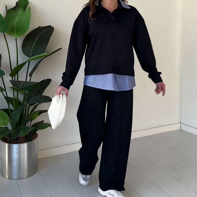 Damen Zweiteiler mit Langarm-Top & Hose | Bequemer Alltagsstil