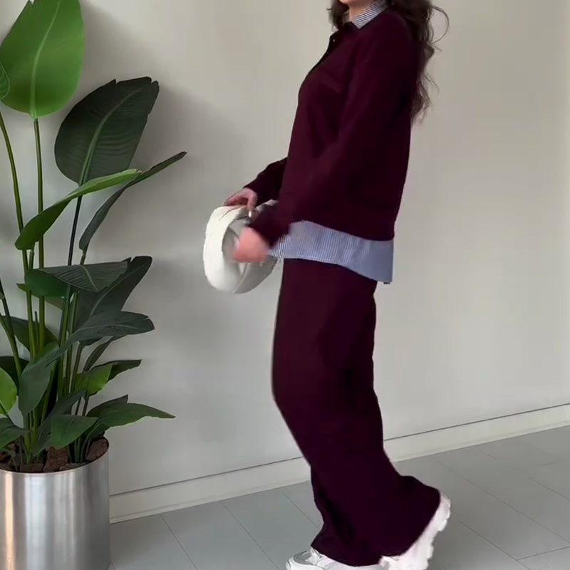 Damen Zweiteiler mit Langarm-Top & Hose | Bequemer Alltagsstil