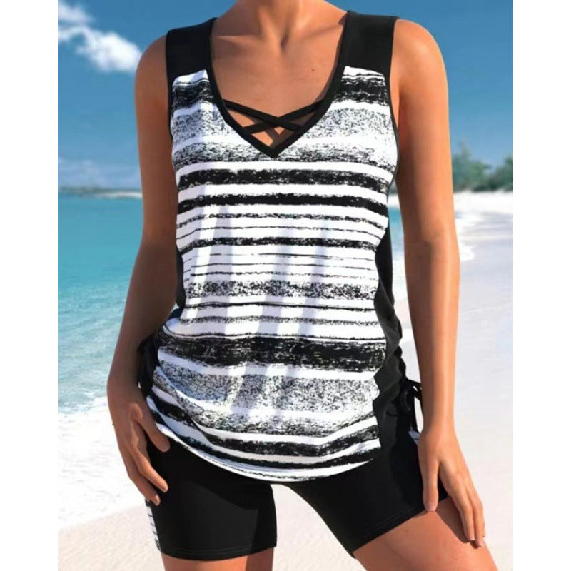 Trendige Bademode für den Sommer 2026 | Bedruckter zweiteiliger Tankini-Badeanzug für Damen