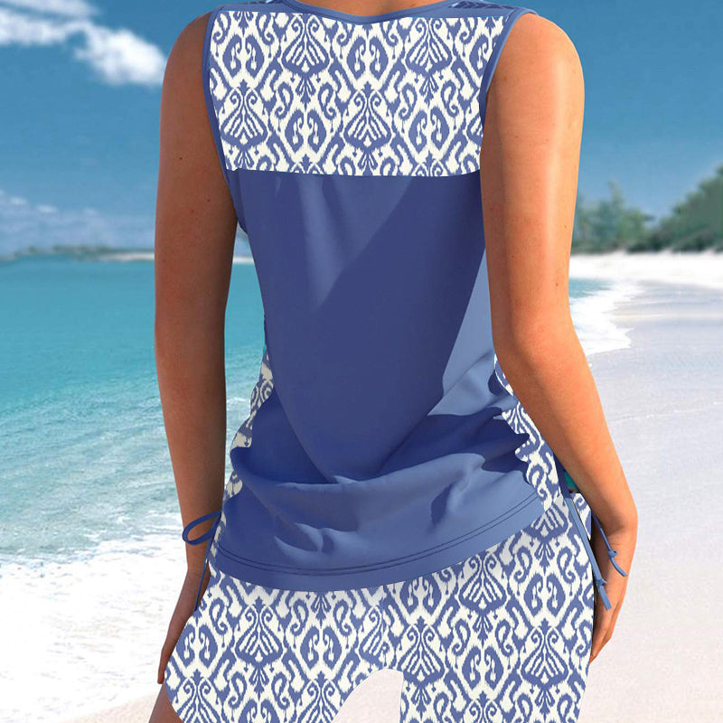 Trendige Bademode für den Sommer 2026 | Bedruckter zweiteiliger Tankini-Badeanzug für Damen